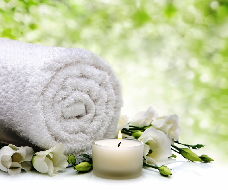 Rolled Towel with Candle