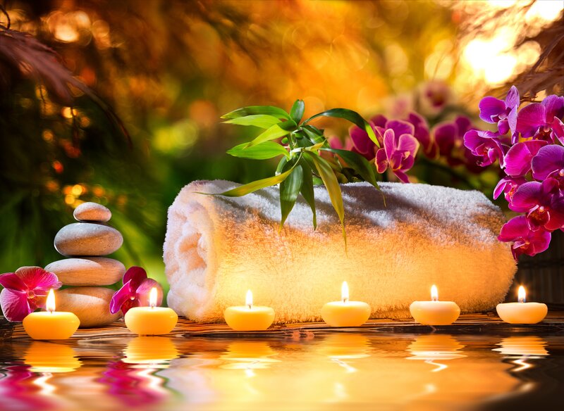 Rolled Towel with Candles