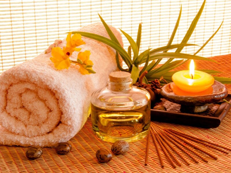 Rolled Towel with Flowers