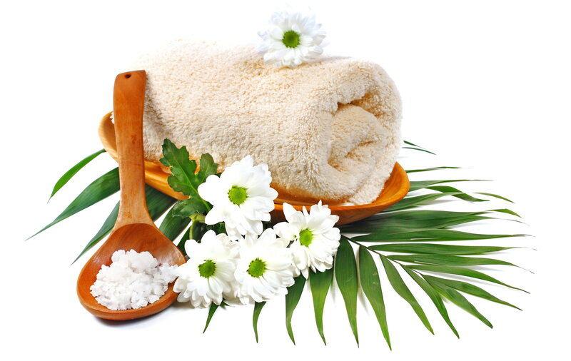Rolled Towel with Flowers — White