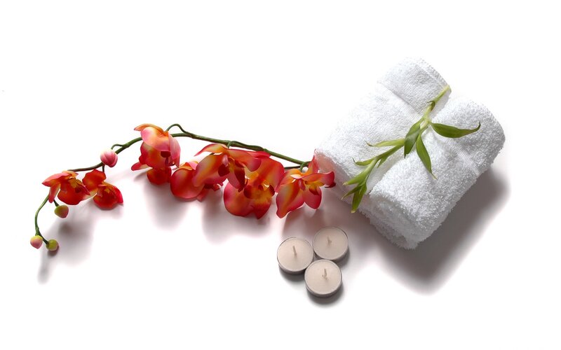 Rolled Towel with Orchid