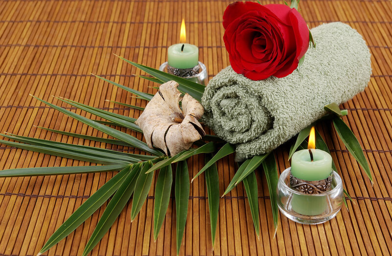 Rolled Towel with Rose