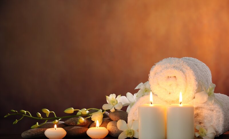 Rolled Towels and Candles