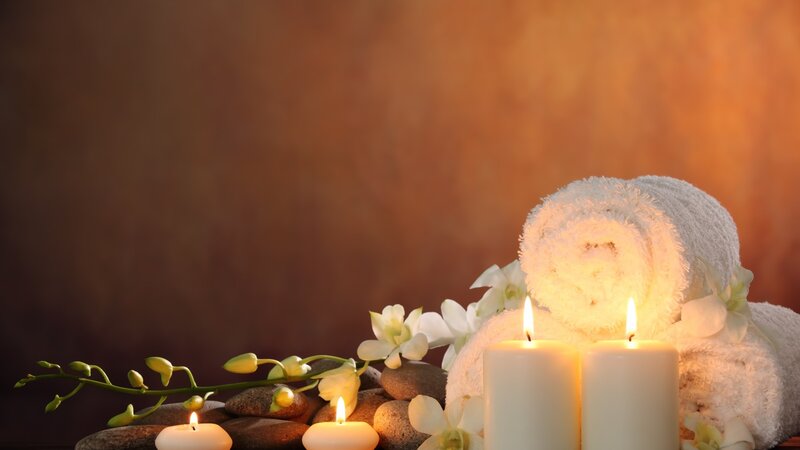 Rolled Towels with Candles