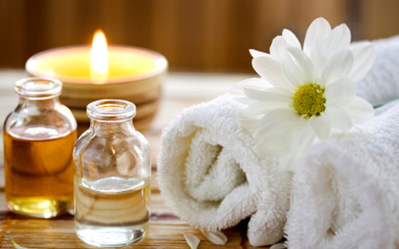 Rolled Towels with Flower