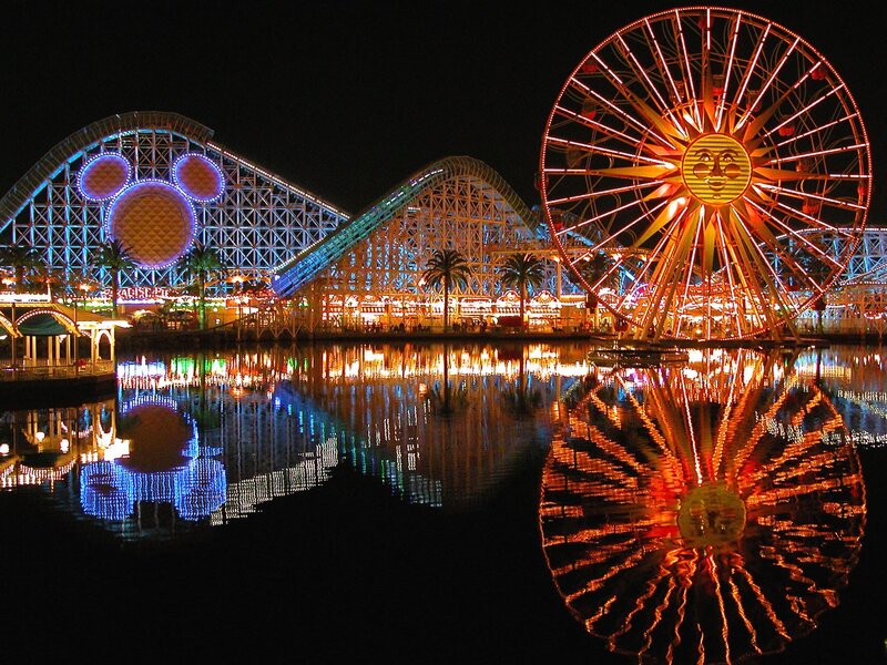 Roller Coaster and Ferris Wheel — Blue, Nocturnal