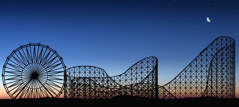 Roller Coaster and Ferris Wheel — Blue