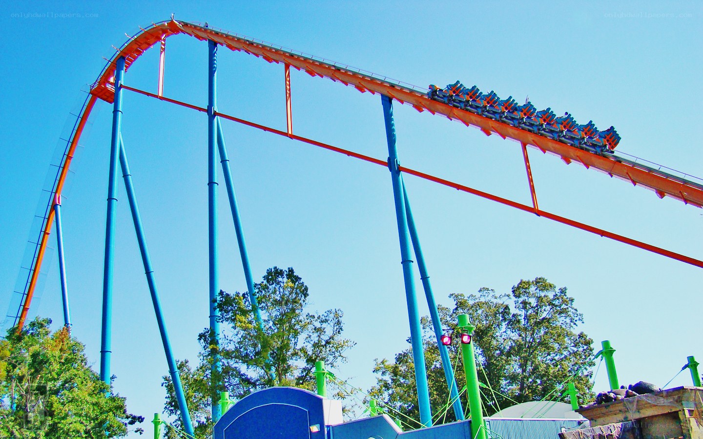 Roller coaster at amusement park