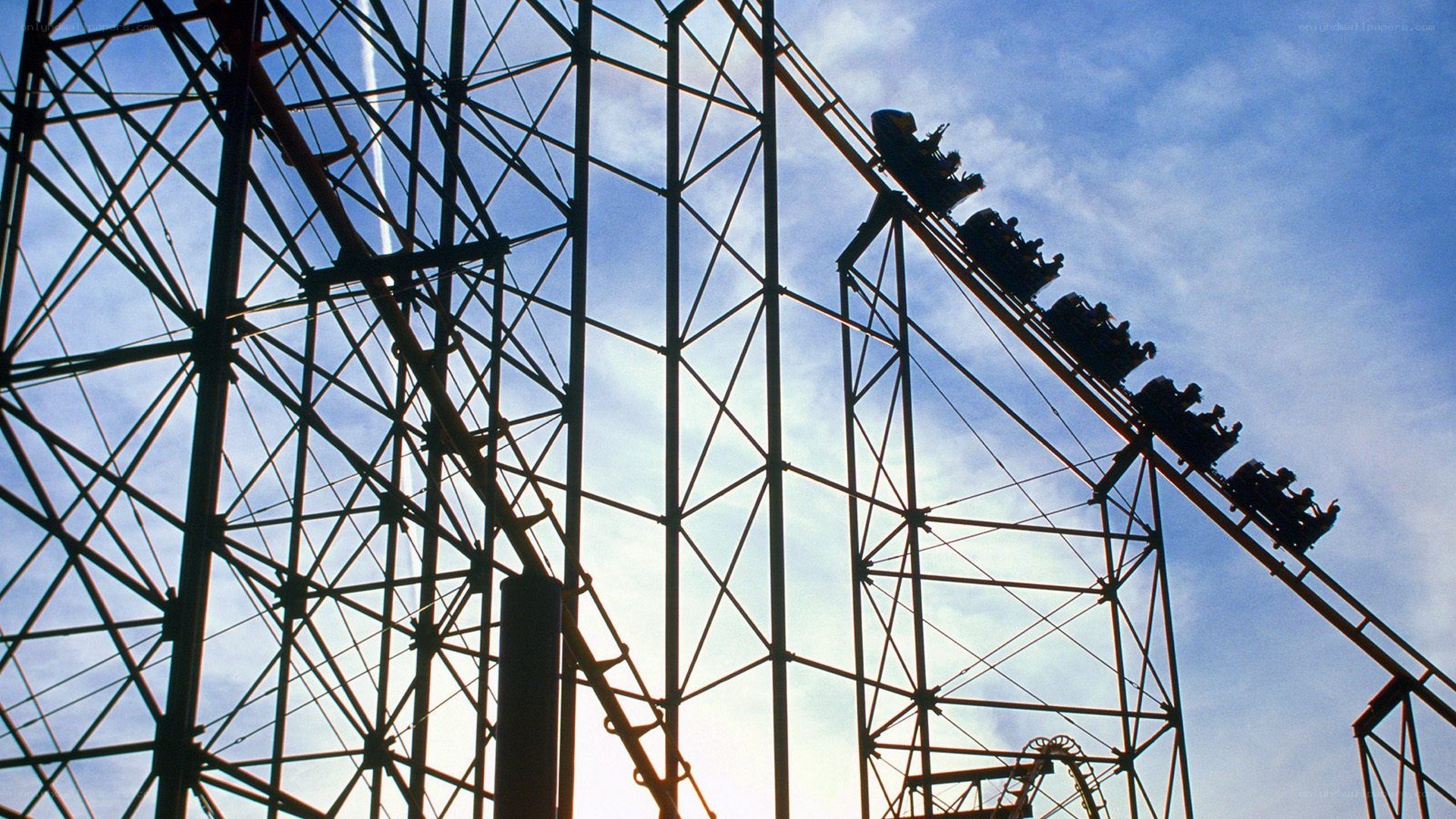 Roller coaster at amusement park
