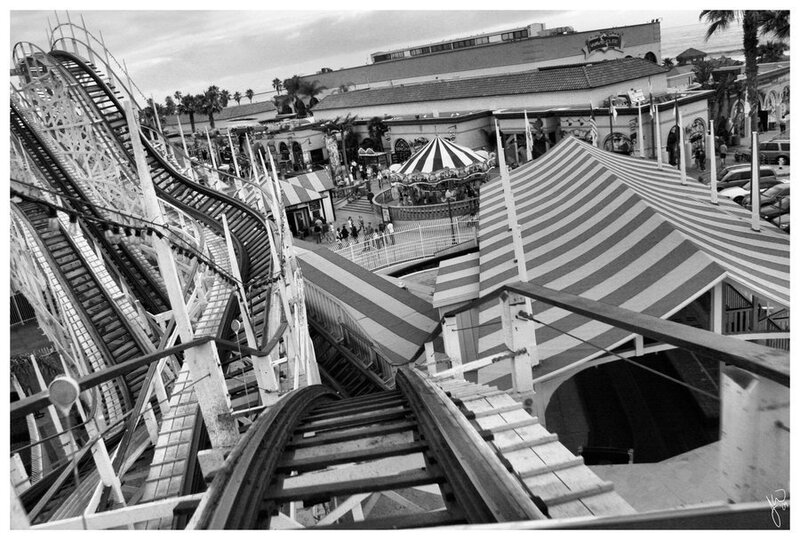 Roller Coaster at Amusement Park — Black