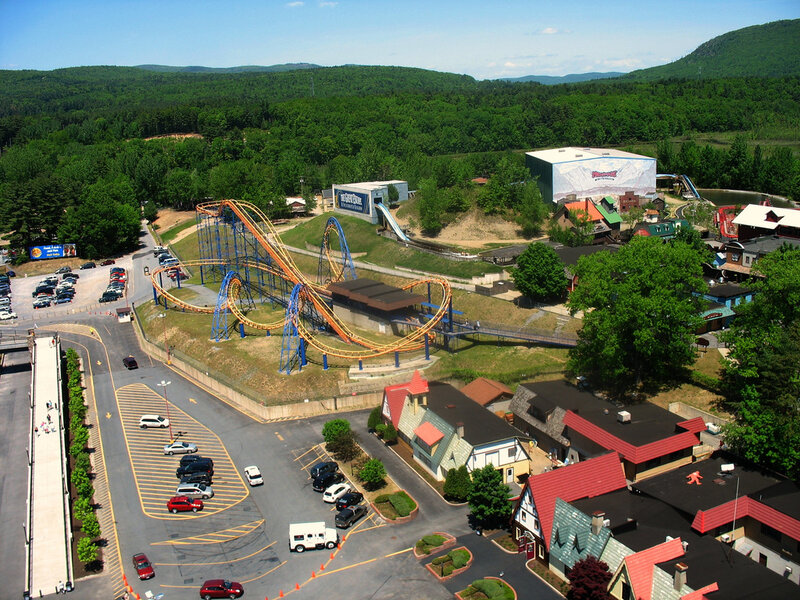Roller Coaster at Amusement Park — Green, Outdoor