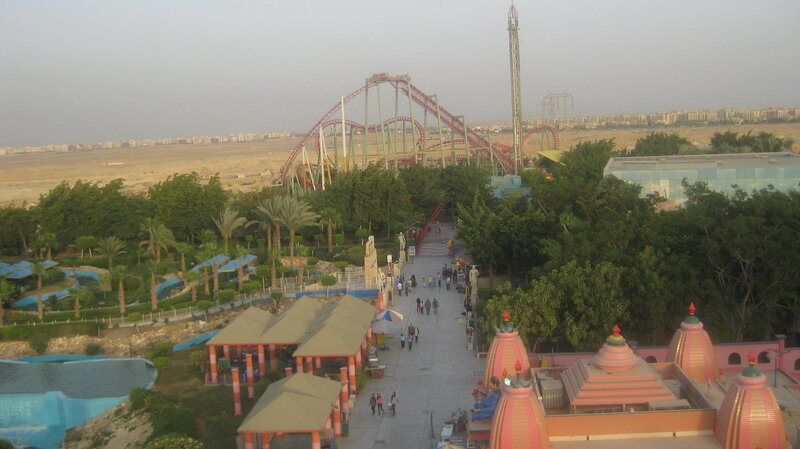 Roller Coaster at Amusement Park — Green
