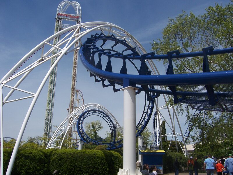 Roller coaster at an amusement park