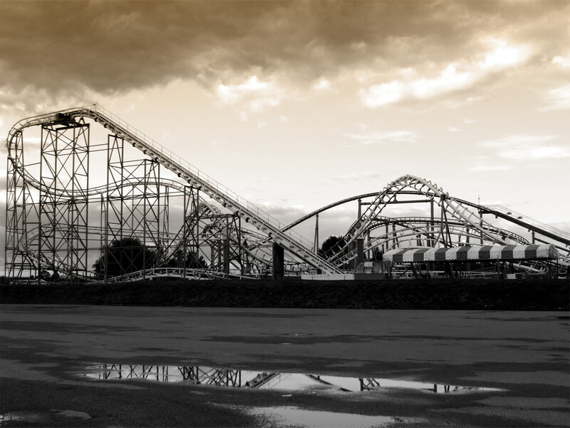 Roller coaster at dusk