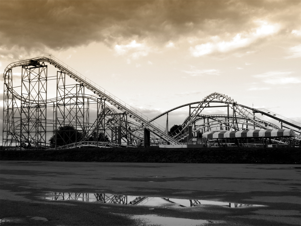 Roller coaster at dusk