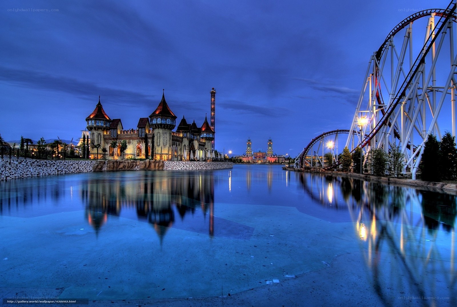 roller coaster at dusk