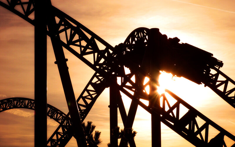 Roller Coaster at Sunset — Orange