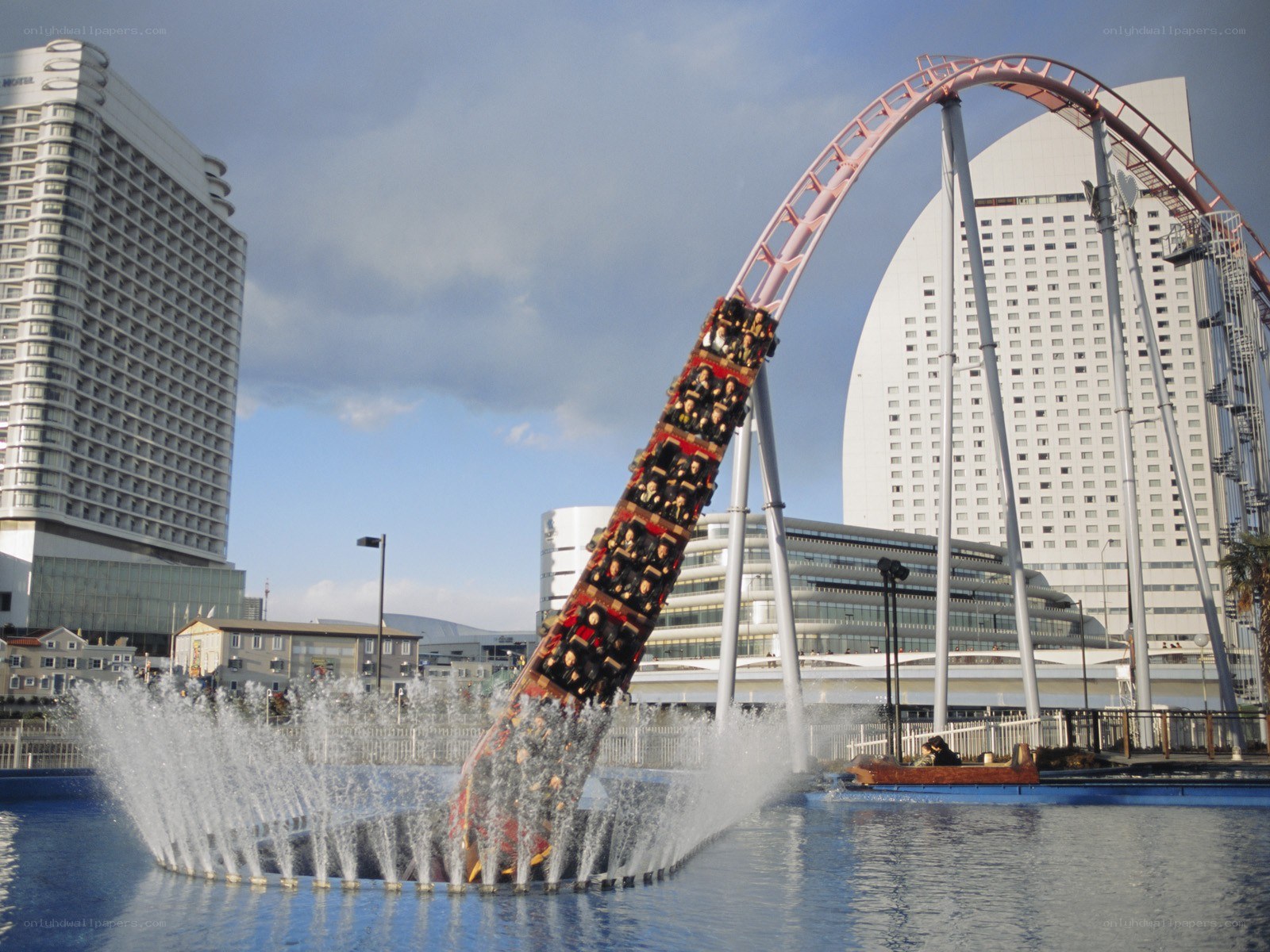 Roller coaster at water park