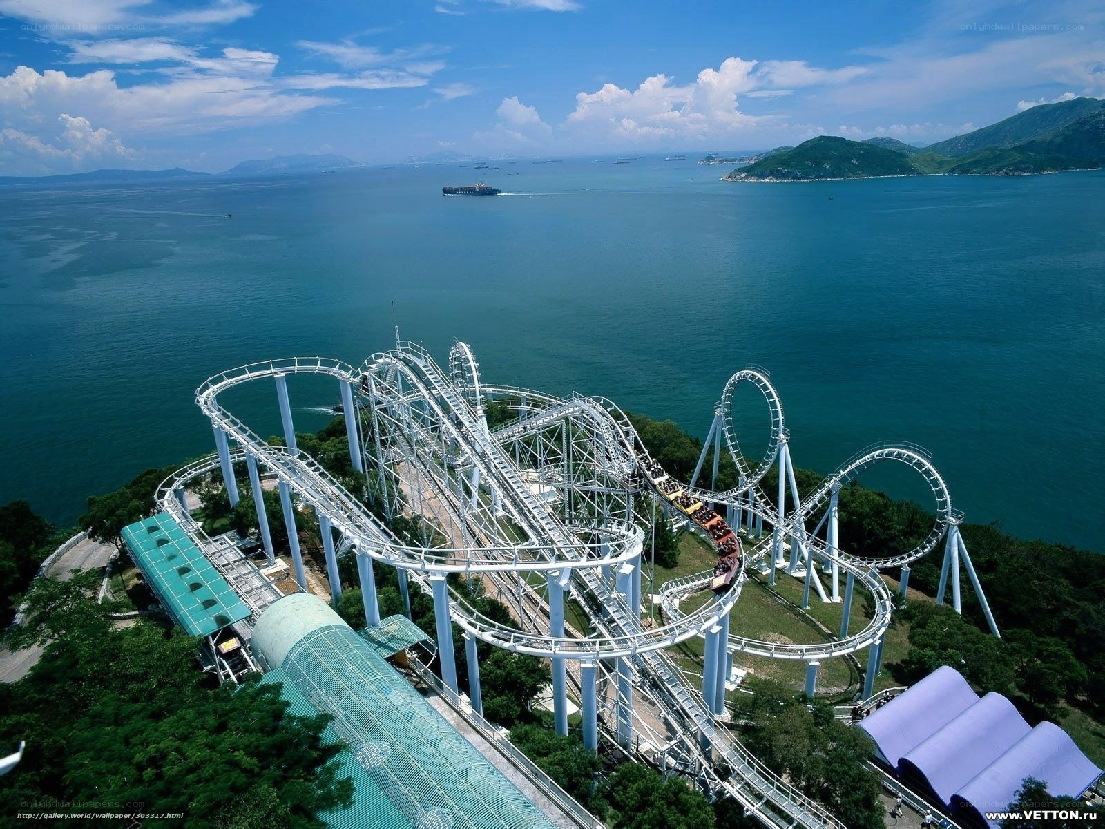 Roller coaster by the sea