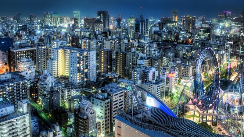 Roller Coaster in City