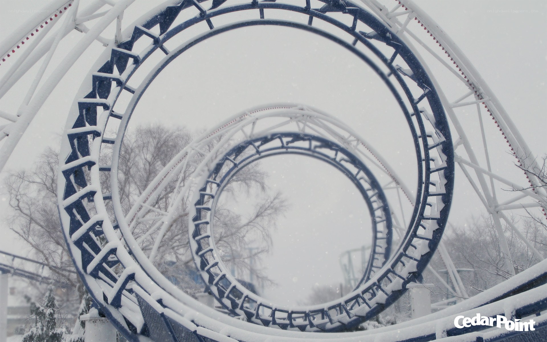 Roller coaster in snowstorm