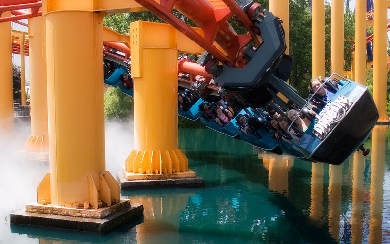 Roller coaster over water