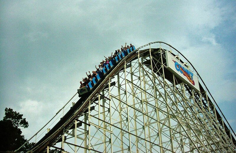 Roller Coaster with Riders — Blue