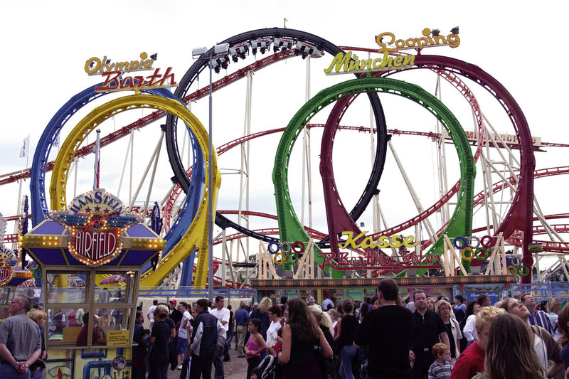 Roller coasters at a fair