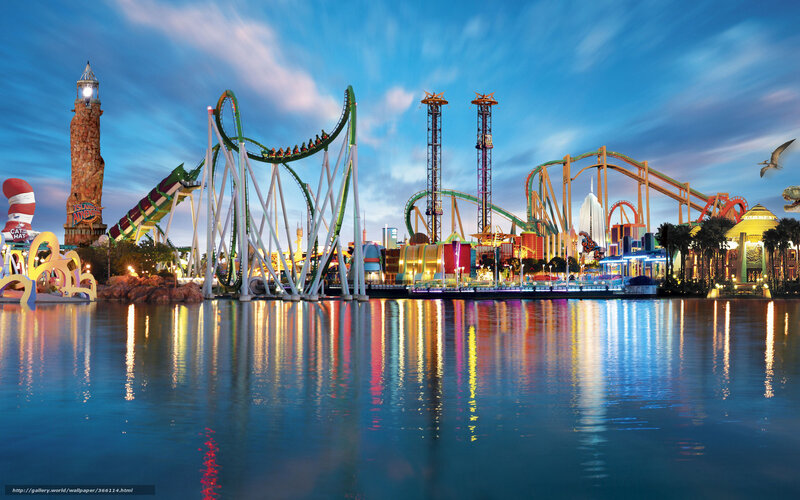 Roller Coasters at Amusement Park — Blue, Dramatic, Night