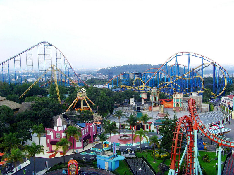 Roller Coasters at Amusement Park — Blue