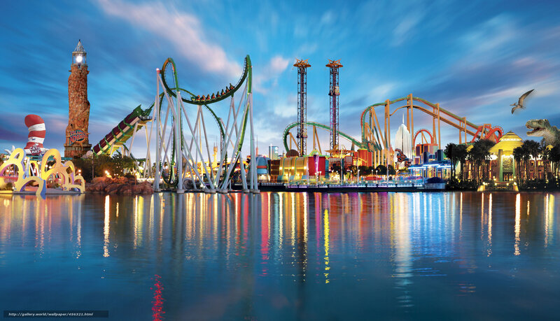 Roller Coasters at Amusement Park — Blue, Vibrant, Night