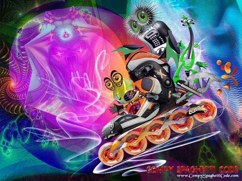 Roller Skater with Creatures