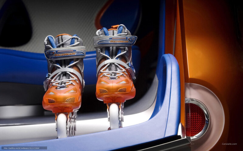Rollerblades in car interior