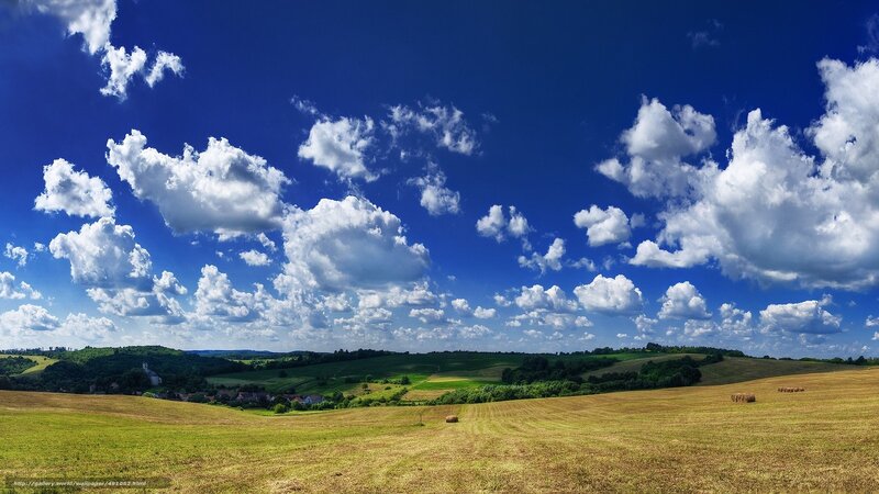Rolling Fields under Clouds — Blue