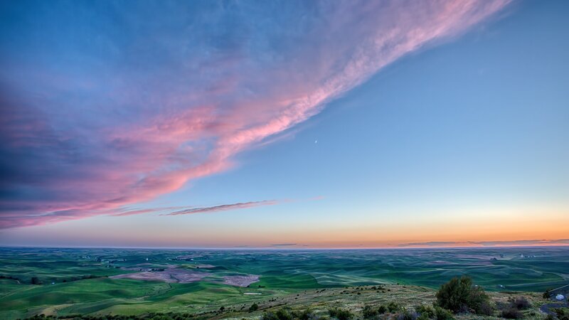 Rolling Green Hills at Dusk