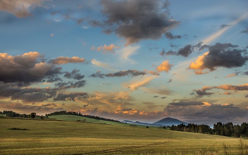 Rolling Green Hills at Sunset — Serene, Photograph