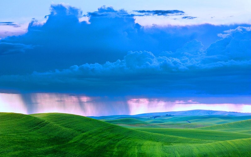 Rolling Green Hills — Dramatic, Afternoon, Photograph, Clouds