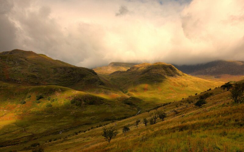 Rolling Green Hills — Dramatic, Afternoon, Photograph, Mountains