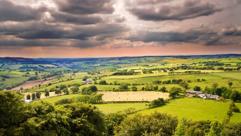 Rolling Green Hills Landscape — Dramatic, Afternoon