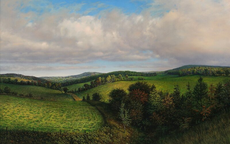Rolling Green Hills — Serene, Afternoon, Painting