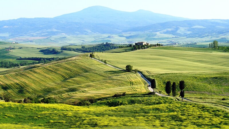 Rolling Green Hills — Serene, Afternoon, Photograph, Mountain, Road