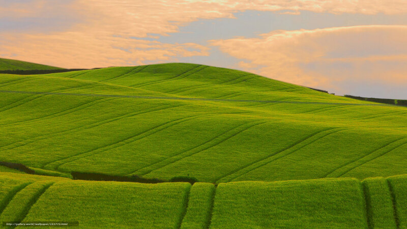 Rolling Green Hills — Serene, Sunset, Photograph, Fields, Sky