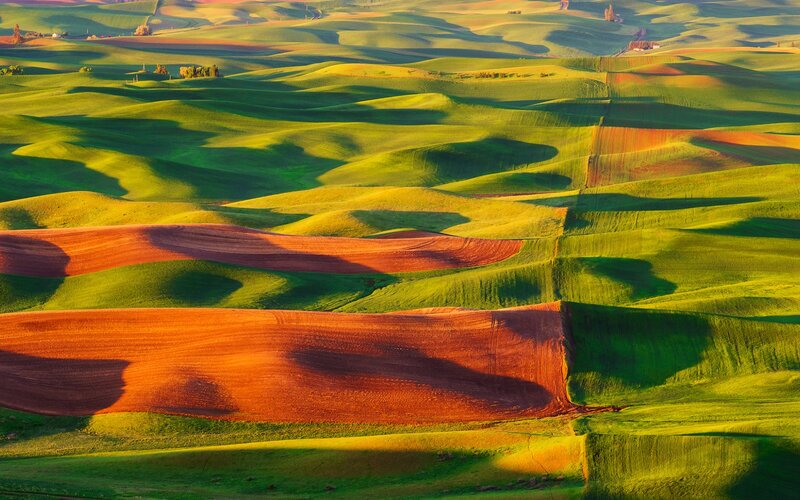 Rolling Green Hills — Serene, Sunset, Photograph, Fields