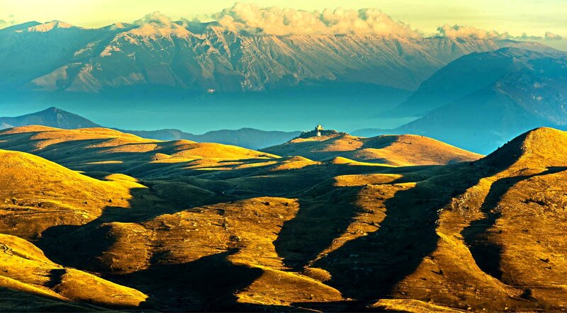 Rolling Hills and Mountains — Gold