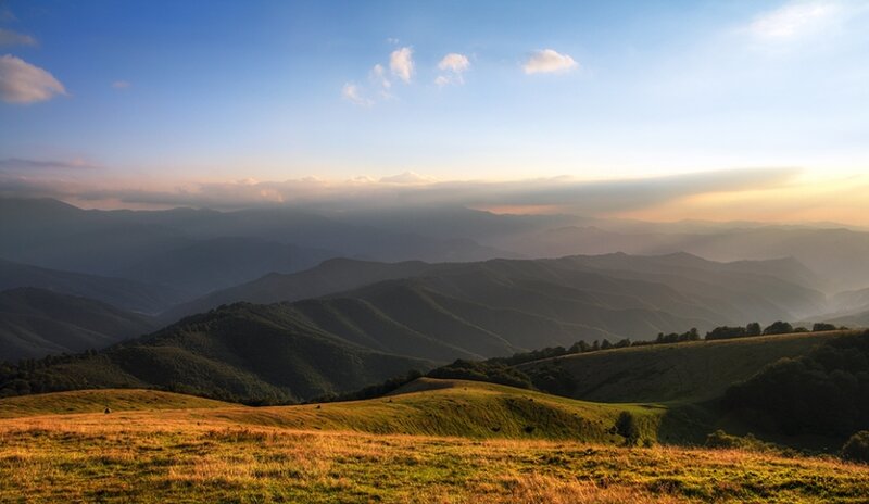 Rolling Hills and Mountains — Green