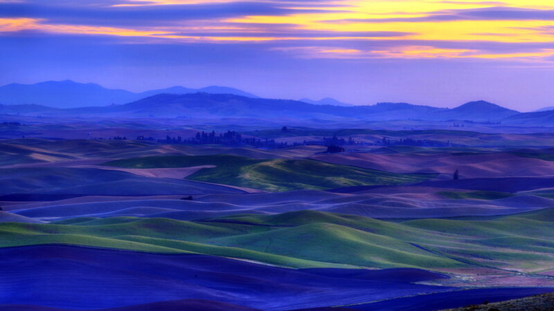 Rolling Hills at Dusk — Blue
