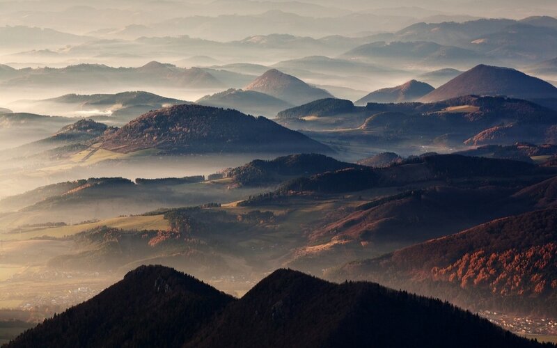 Rolling Hills at Sunrise — Brown