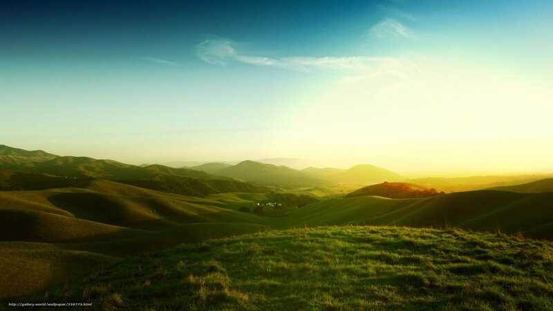 Rolling hills at sunset