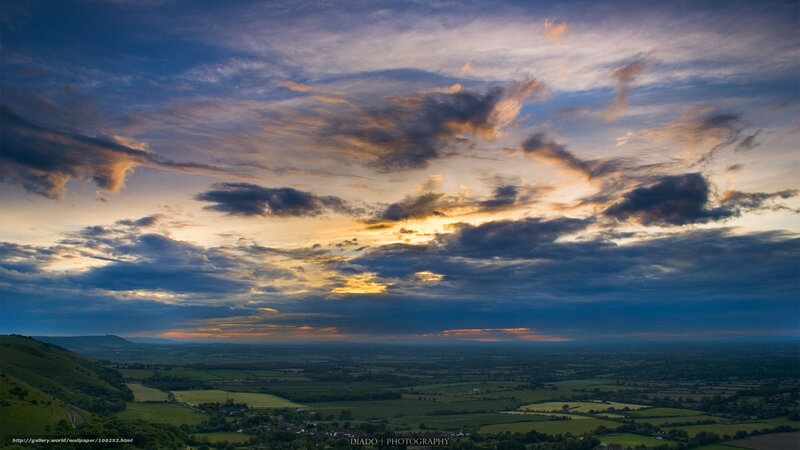 Rolling Hills at Sunset — Blue