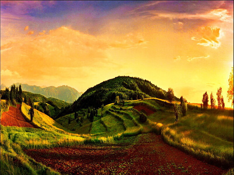 Rolling Hills at Sunset — Green, Dramatic
